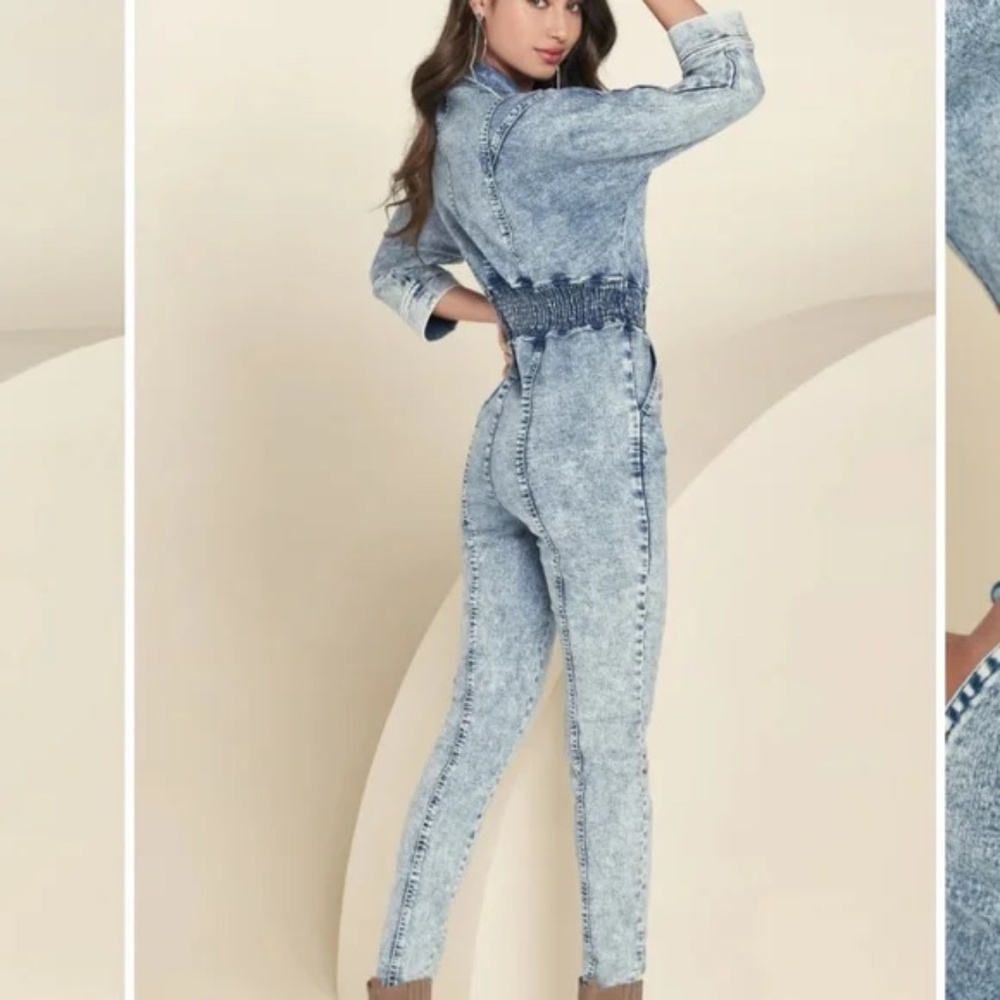 Venus Acid Washed Denim Jumpsuit- Size 14 Worn Once